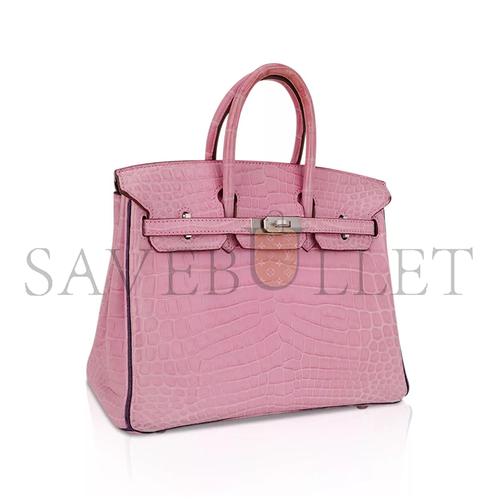 HERMES MASTER BIRKIN 25 CHERRY BLOSSOM MATTE CROCODILE BAG 2329343 (25*20*13cm)